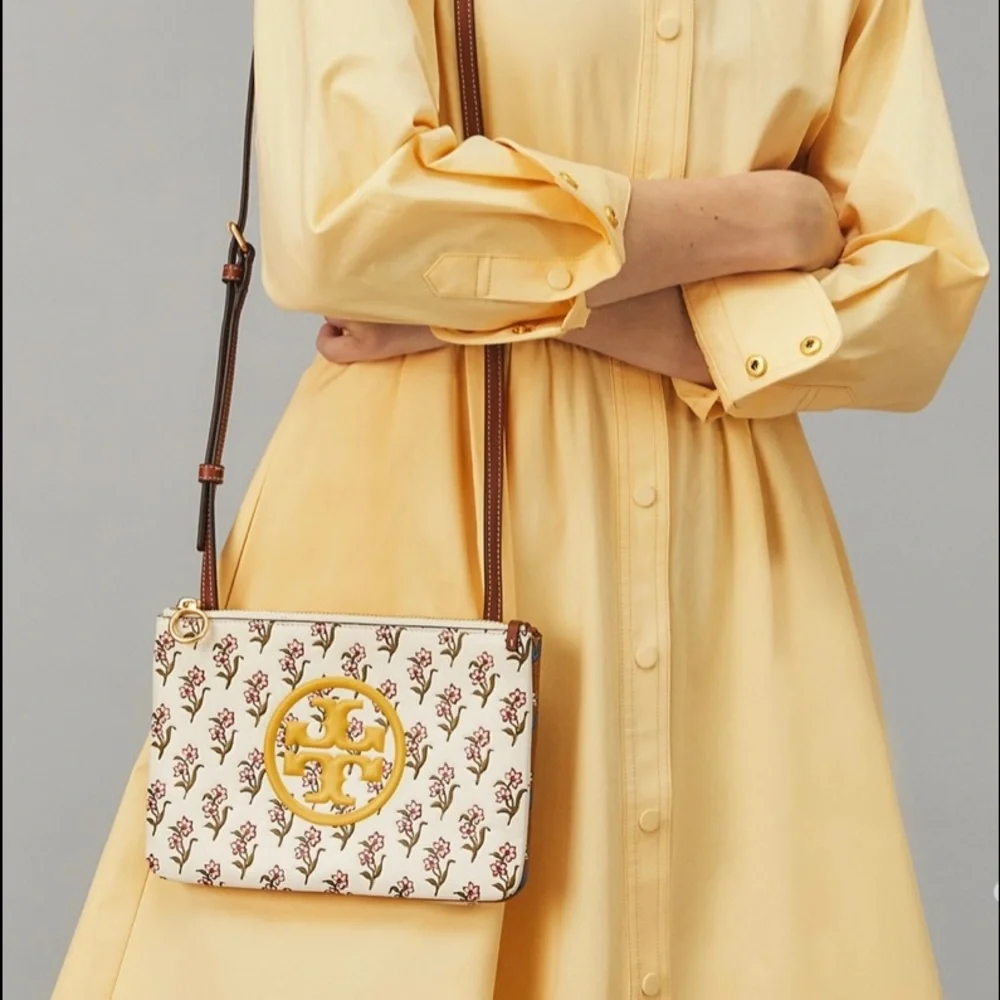 Tory Burch PERRY BOMBÉ PRINTED DOUBLE-ZIP Ditzy Borders Mini Bag